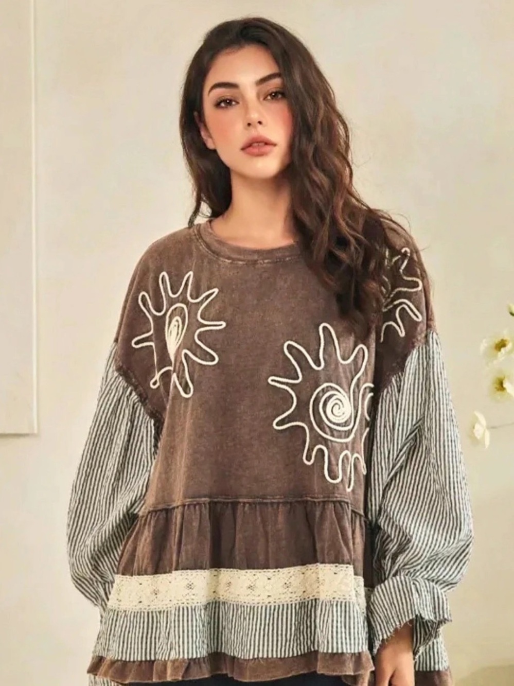 OLI & HALI 🤎 Boho Soul Embroidered Ruffle Tunic - Sold out color!